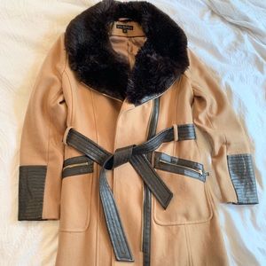 Via spiga faux fur pea coat